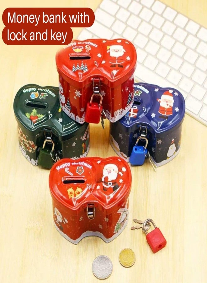 AMYCAUR Merry Christmas Small Metal Piggy Bank for Kids Mini Tin Money Box for Girls, Secret Santa Gift for Kids Rndom Color, Cute Santa Gift Set Savings Box, Christmas Home Décor (2 Pcs) - Image 5